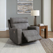 Open Next-Gen DuraPella power recliner by Ashley Furniture, showing plush cushions and reclining mechanism in a modern design.
