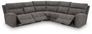 Ashley Furniture Next-Gen DuraPella Power Reclining Sectional with plush cushions and modern design, shown in an open position.