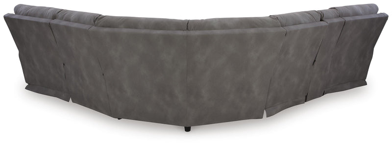 Ashley Furniture Next-Gen DuraPella power reclining sectional with plush cushions and modern design, shown from the back view.