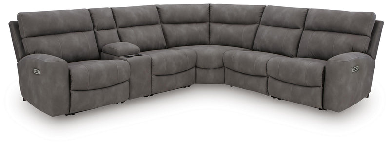 Ashley Furniture Next-Gen DuraPella Power Reclining Sectional with plush upholstery and multiple reclining seats in a modern design.