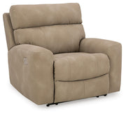 Next-Gen DuraPella Power Recliner by Ashley Furniture, closed view showing plush fabric upholstery and ergonomic design.