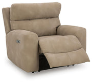 Next-Gen DuraPella power recliner by Ashley Furniture, shown in an open position with plush upholstery and reclining mechanism.