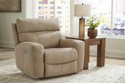 Ashley Furniture Next-Gen DuraPella Power Recliner in dark upholstery with plush cushioning and a modern design.