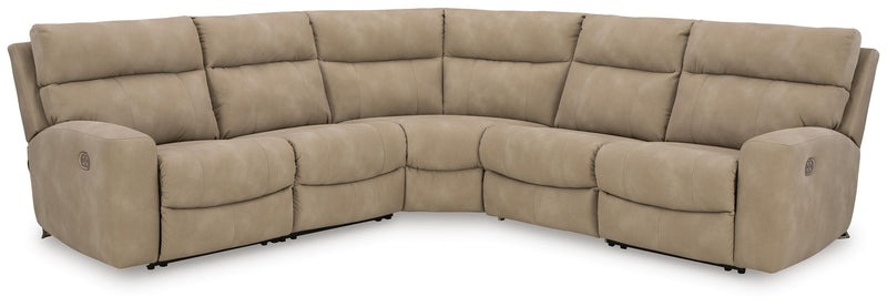 Ashley Furniture Next-Gen DuraPella power reclining sectional with plush cushions and modern design, shown in a closed position.