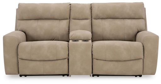 Ashley Furniture Next-Gen DuraPella power reclining sectional loveseat with console, featuring plush cushions and modern design.