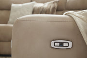 Ashley Furniture Next-Gen DuraPella power reclining sectional loveseat with built-in USB console and plush cushions.