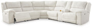 Ashley Furniture Keensburg living room set with sofa and armchair in a modern design, featuring neutral fabric upholstery.