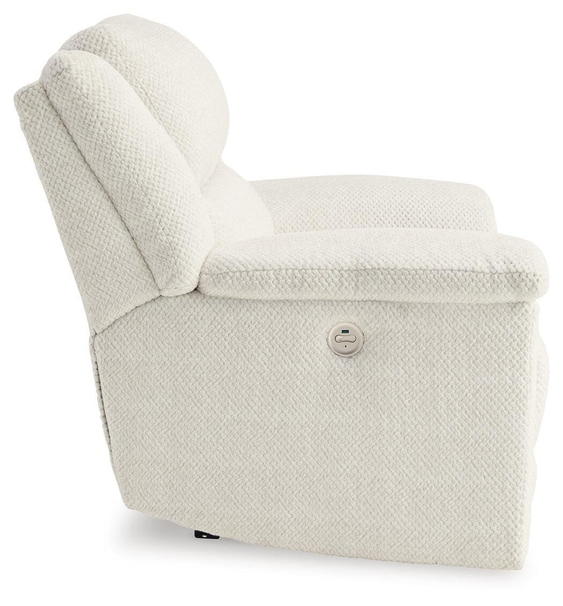 Ashley Furniture Keensburg living room set with sofa and loveseat in neutral fabric, stylishly arranged in a modern living space.