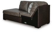 Ashley Furniture Castille Way sleeper sectional with chaise, showing a stylish L-shaped fabric sofa with a pull-out bed and chaise lounge.