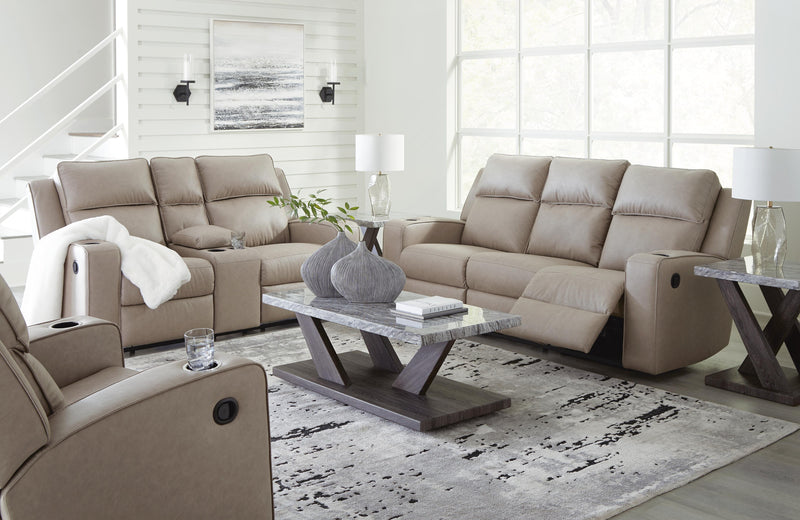Ashley Furniture Lavenhorne living room set featuring a sofa and loveseat with plush cushions and neutral upholstery.