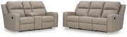 Ashley Furniture Lavenhorne living room set with sofa and loveseat, featuring neutral fabric upholstery and plush cushions.