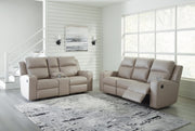 Ashley Furniture Lavenhorne living room set with sofa and chairs, featuring neutral upholstery and modern design.