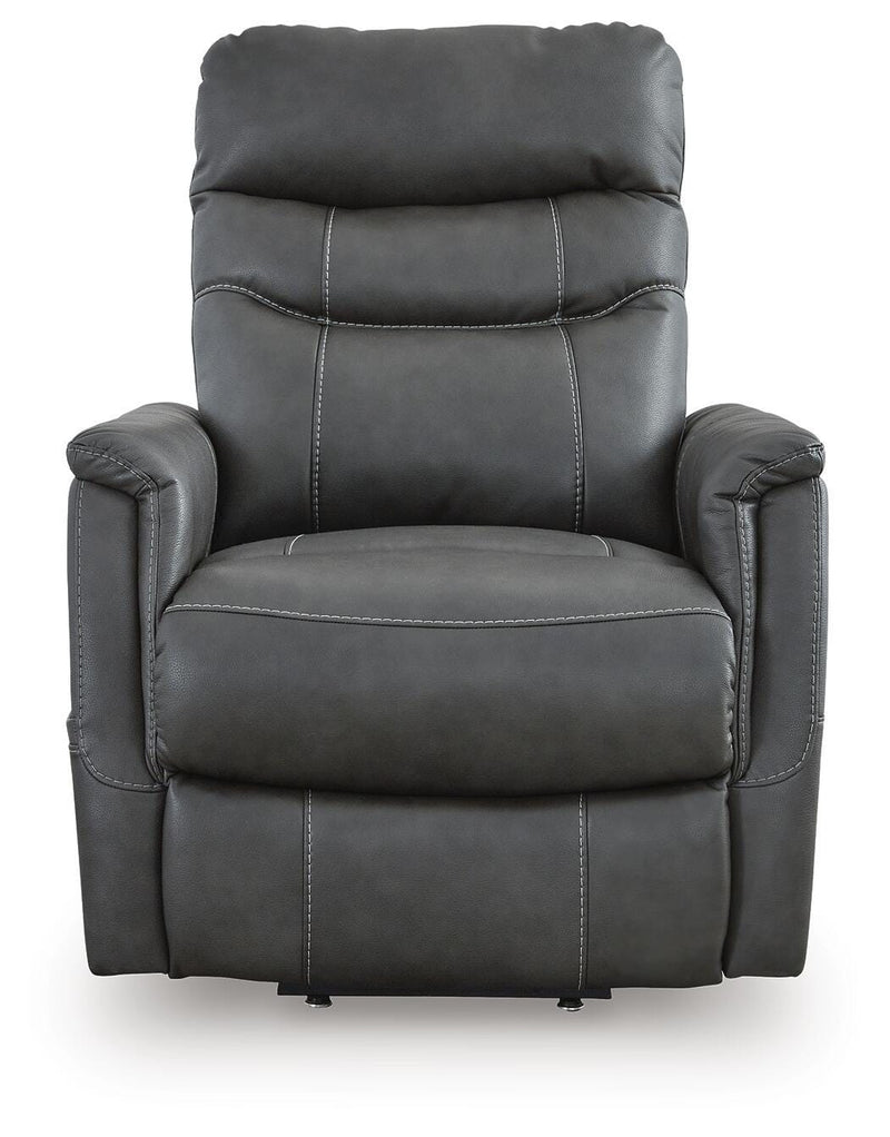 Ashley Furniture Strawbill Power Lift Recliner in fabric, showing the head-on view with plush cushioning and a built-in recline mechanism.