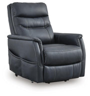 Ashley Furniture Strawbill Power Lift Recliner in closed position, featuring plush upholstery and a sturdy wooden base.