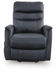 Ashley Furniture Strawbill Power Lift Recliner showing a head-on view with plush fabric and powered reclining features.