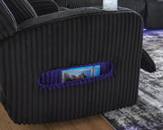 Ashley Furniture Forest Lake power reclining loveseat with console, featuring plush upholstery and built-in cup holders.