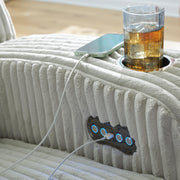 Ashley Furniture Forest Lake Power Reclining Sofa with USB charging port, plush fabric, and cushioned armrests.