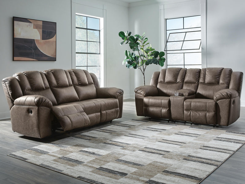 Ashley Furniture Lowilla living room set with sofa and loveseat in neutral fabric, modern design and plush cushions.