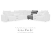 Ashley Furniture Modmax reclining sectional with integrated audio console, featuring plush cushions and modern design.