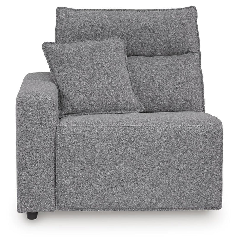 Ashley Furniture Modmax reclining sectional with built-in audio console, showcasing plush cushions and modern design.