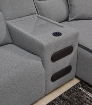 Ashley Furniture Modmax Power Reclining Sectional in neutral fabric with plush cushions and built-in recline features.