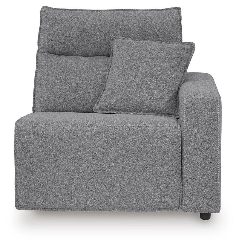 Ashley Furniture Modmax II power reclining sectional with built-in audio consoles, featuring plush cushions and modern design.