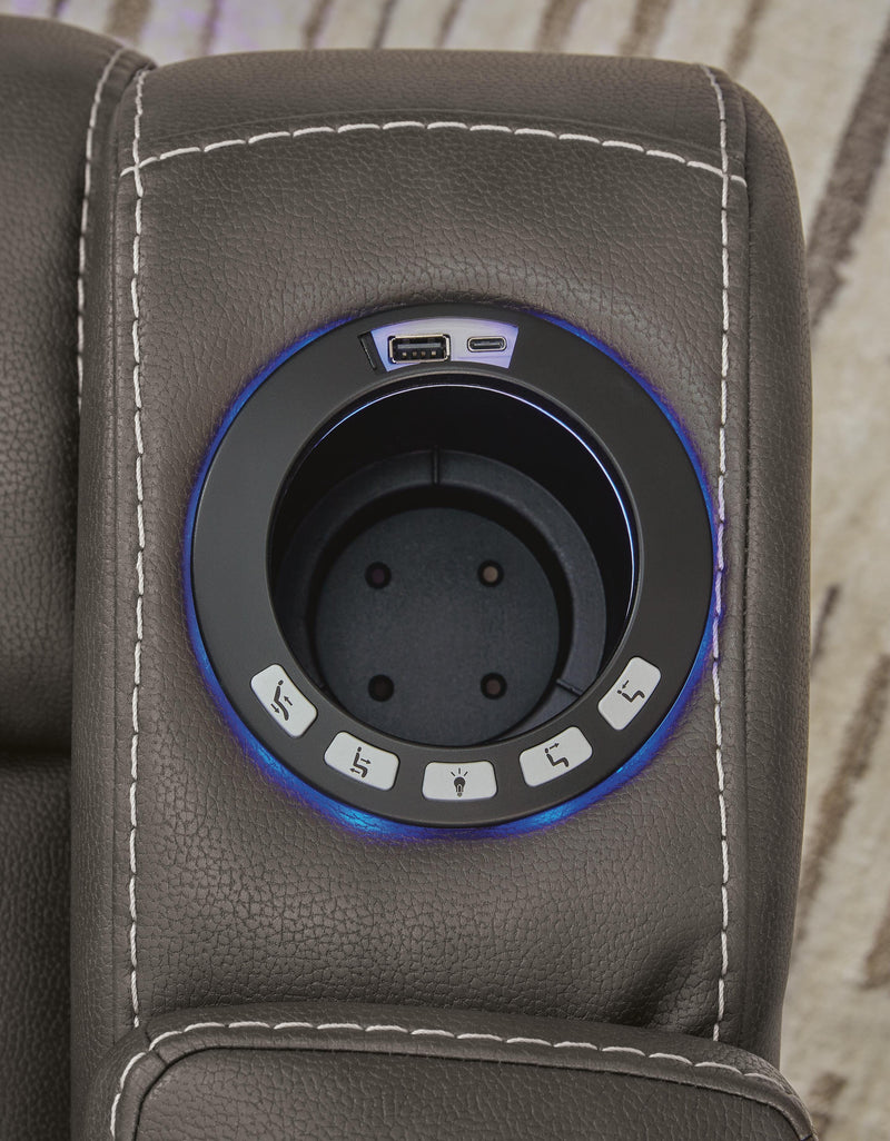 Ashley Furniture Feazada Power Recliner with USB port, showcasing plush fabric upholstery and ergonomic design.