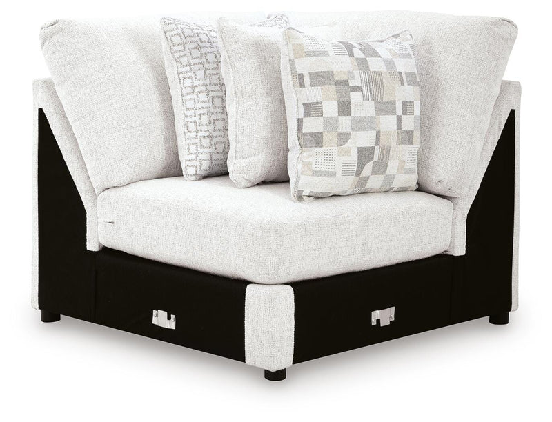 Ashley Furniture Misty Lakes sectional with chaise, showing plush fabric upholstery and modern design from a front head-on view.