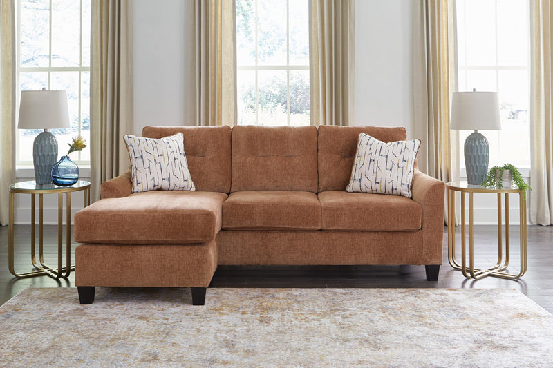 Ashley Furniture Amity Bay sofa chofa with chaise in a neutral fabric, shown with left-side chaise for a modern living room look.