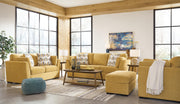 Ashley Furniture Keerwick living room set featuring a sofa, loveseat, and armchair with neutral upholstery and modern design.