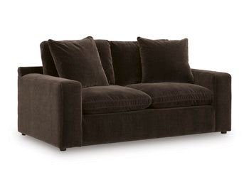 Ashley Furniture Maxton Heights loveseat shown from an angled view, featuring plush cushions and stylish upholstery.