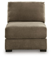 Ashley Furniture Camellia-Court double sectional chaise with plush cushions and modern design, shown from a front head-on angle.
