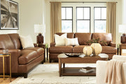 Ashley Furniture Saonara living room set with a sofa and matching chairs, featuring neutral upholstery and modern design.