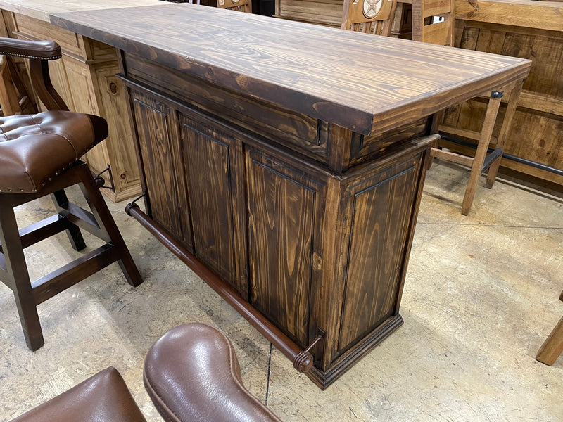 Solid Pine Home Bar with Built-In Wine Storage