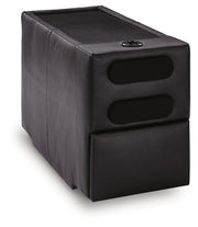 Ashley Furniture Modmax II sectional with chaise and built-in audio consoles, shown from an angled side view.