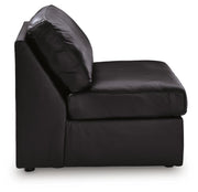 Ashley Furniture Modmax II sectional with chaise and built-in audio consoles, showing the modern fabric upholstery and sectional design.