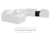 Ashley Furniture Modmax II sectional sofa with storage console, featuring plush cushions and modern design in a living room setting.