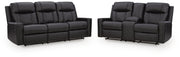 Ashley Furniture Mackmenville living room set with sofa, loveseat, and armchair arranged in a cozy, modern living space.