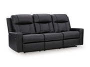 Ashley Furniture Mackmenville living room set with sofa and armchair, beige upholstery and wooden legs, viewed from an angle