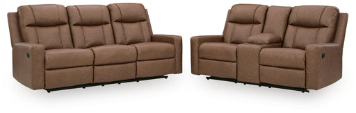 Ashley Furniture Mackmenville living room set with sofa and loveseat in a modern design, featuring neutral upholstery and wood accents.