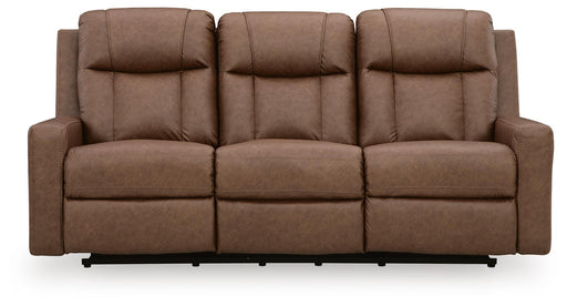 Ashley Furniture Mackmenville reclining sofa with plush fabric, cushioned armrests, and a comfortable head-on view.