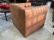 Leather swivel accent chair with tufted back in dark brown, model 7773L42 by Mayo Furniture, stylish and comfortable for living rooms.