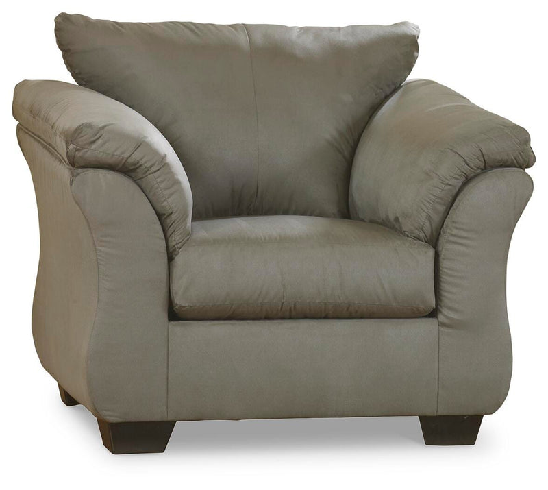 Ashley Furniture Darcy living room set with sofa and loveseat in a modern fabric upholstery, displayed in a stylish living space.
