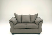 Ashley Furniture Darcy living room set featuring a sofa and loveseat with plush cushions and modern design.