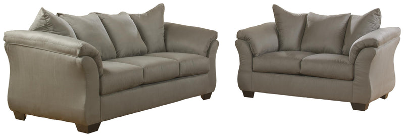 Ashley Furniture Darcy Living Room Set with sofa and loveseat in a modern design, featuring neutral upholstery and plush cushions.