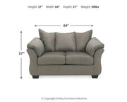 Ashley Furniture Darcy living room set with plush sofa and armchair, featuring neutral upholstery and modern design.