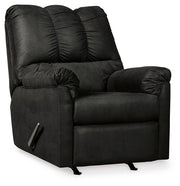 Ashley Furniture Darcy Recliner with plush upholstery and padded armrests, shown in a neutral fabric.