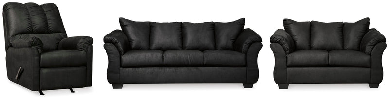 Ashley Furniture Darcy living room set includes a sofa and armchair with neutral upholstery and modern design.
