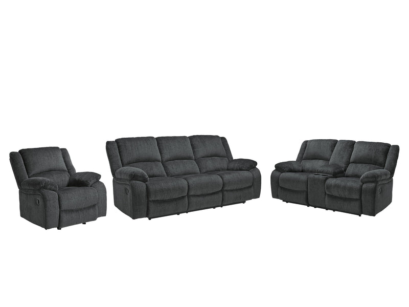 Ashley Furniture Draycoll living room set with sofa and loveseat in neutral fabric, stylish and comfortable furniture for modern living rooms.