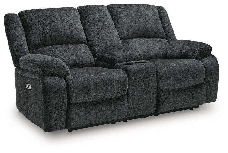 Ashley Furniture Draycoll living room set, sectional sofa with neutral upholstery and modern design, viewed from an angled perspective.